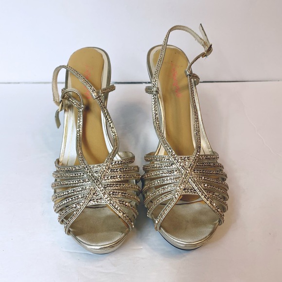 Caparros Bristol Gold OpenToe Wedge Heel - Picture 4 of 16